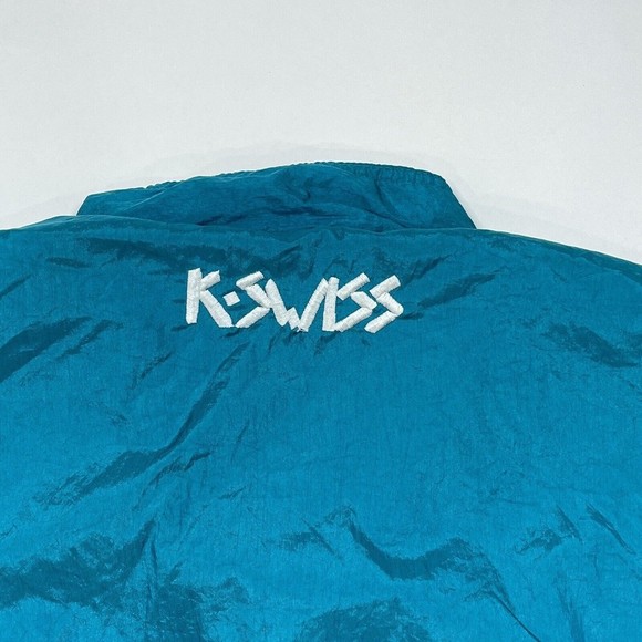 Vintage K Swiss Jacket Women Size Medium Teal Full Zip Retro 80s 90s Windbreaker - Picture 12 of 15